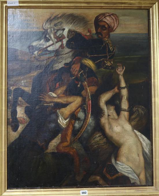 After Gericault, oil, Lenlevement des turcs, 81cm x 65cm
